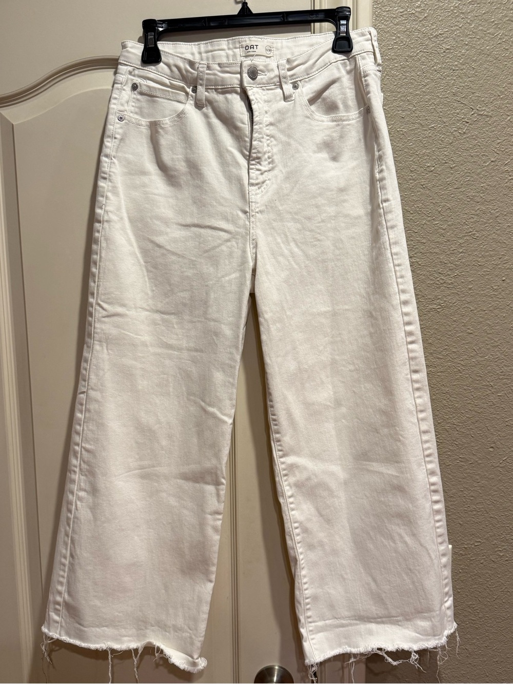 Oat New York Off White Wide Leg Crop Jeans